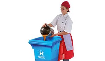 bac poubelle biodechet déchets organiques fond sphérique rond couvercle étanche huile graisse alimentaire